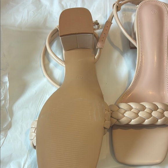 Cream Square-Toe Braided Sandals - Picture 6 of 6